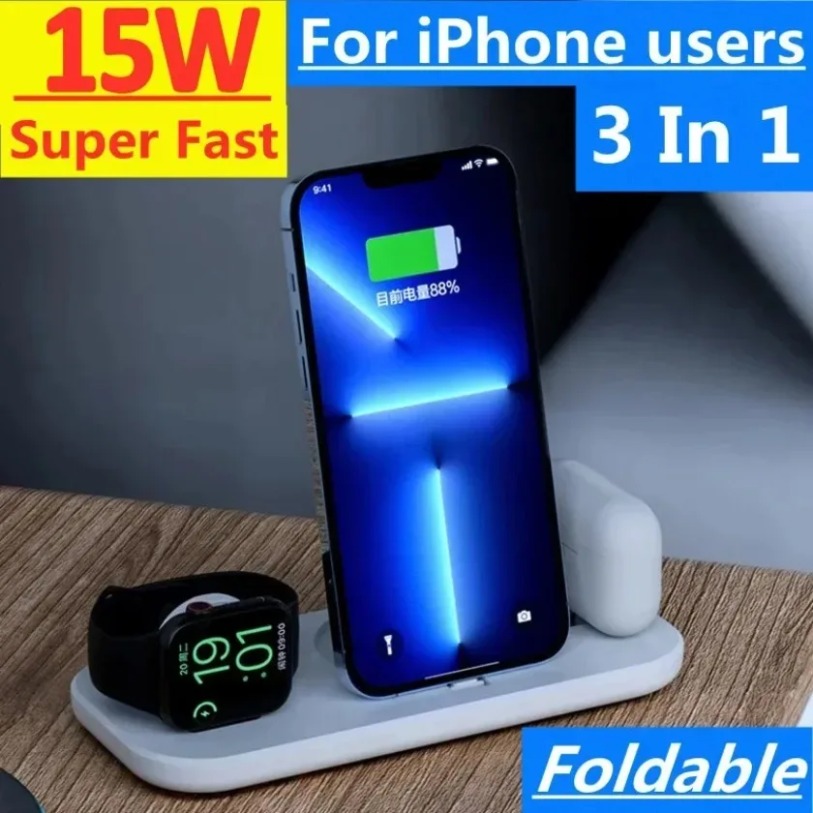 Carregador sem fio 3 em 1 com  - Watch Watch Xs avaliação e preço
