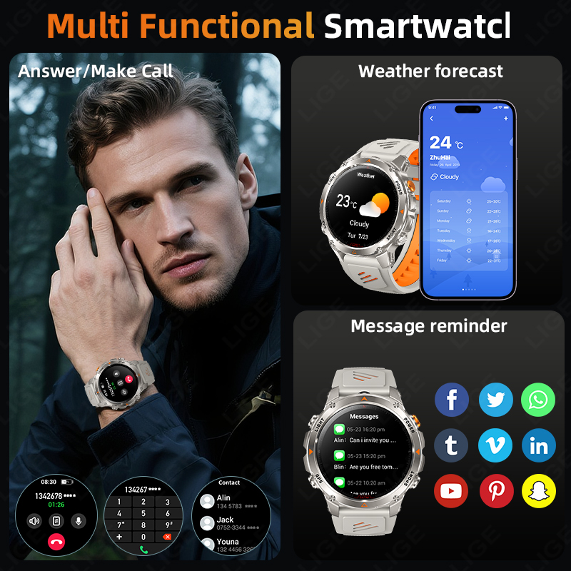 Lige robusto gps pista relógio - Smartwatch Watches For Men With Gps avaliação e preço