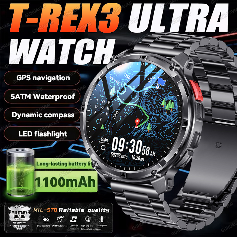 2026 novo T-Rex3 ultra 1100mah - Smartwatch Watches For Men With Gps avaliação e preço