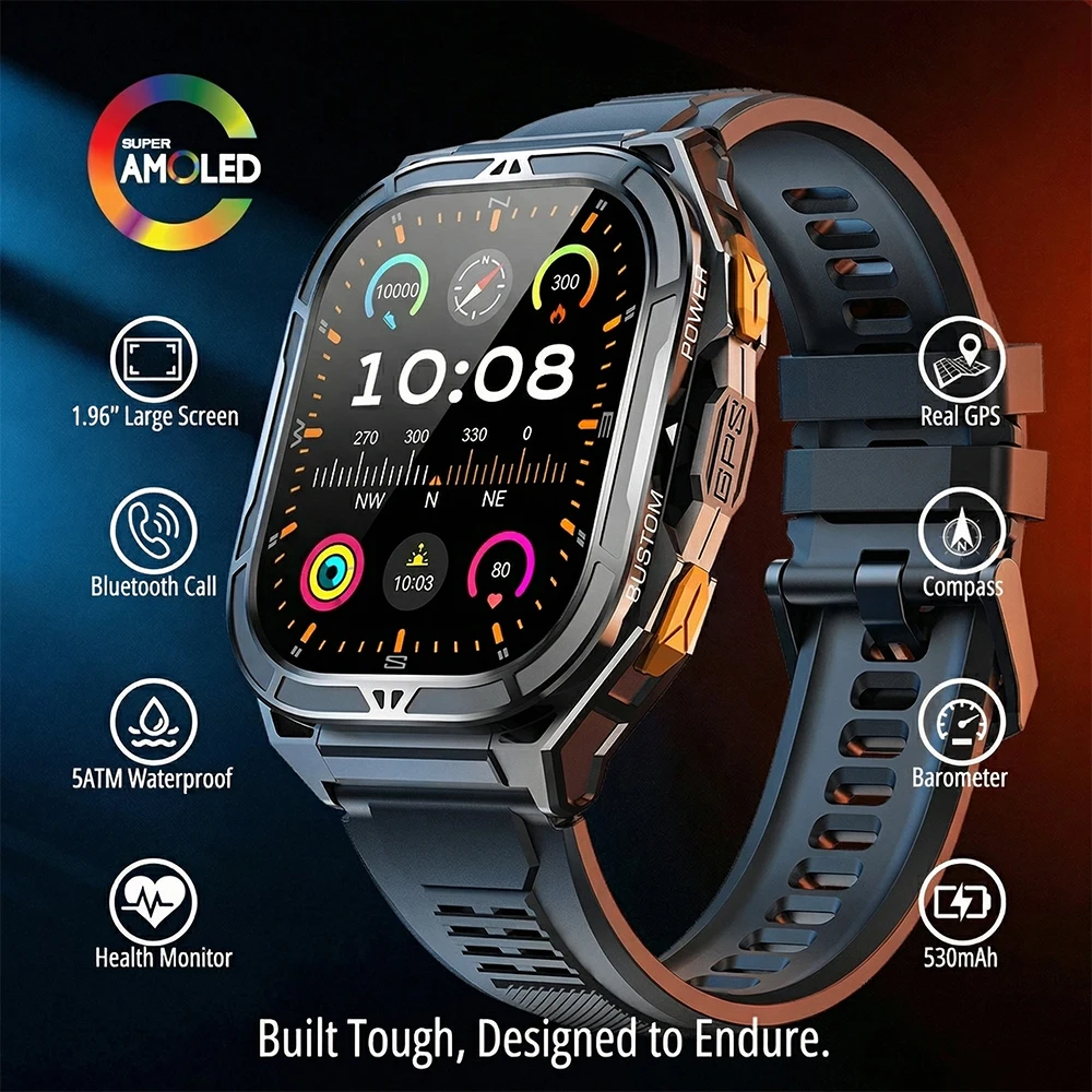 Smartwatch AMOLED de Luxo com  - Smartwatch Watches For Men With Gps avaliação e preço